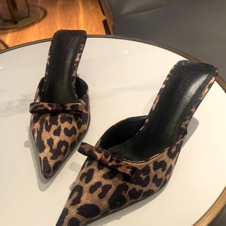 Ethnic Fashion - kadın leopar desenli sivri uçlu yüksek
