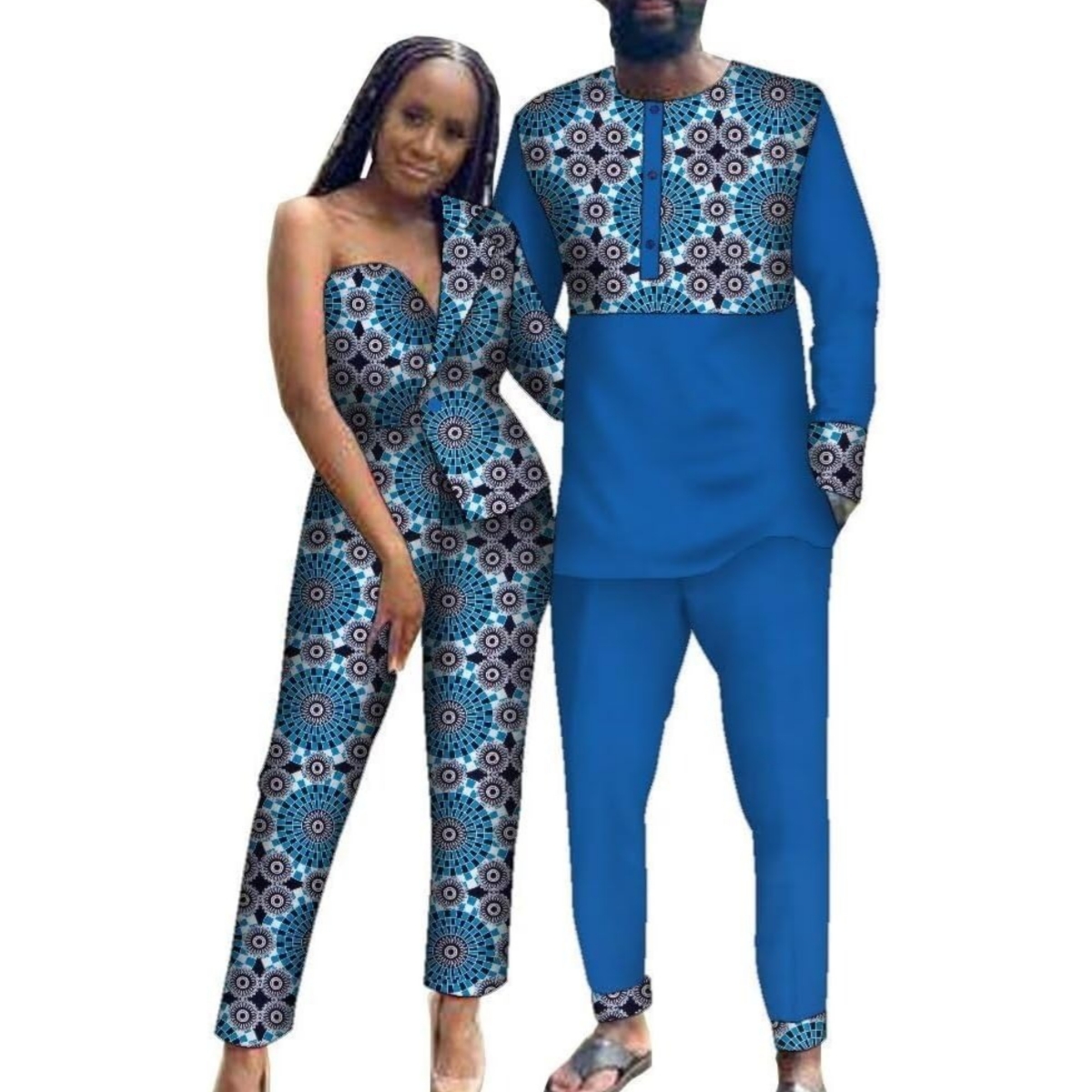 Boubou Men Africa - Bazin Riche Çift Dashiki Erkekler ve