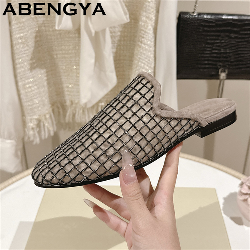 Ethnic Fashion - Parlak Dantel Fileli Yuvarlak Burunlu Düz