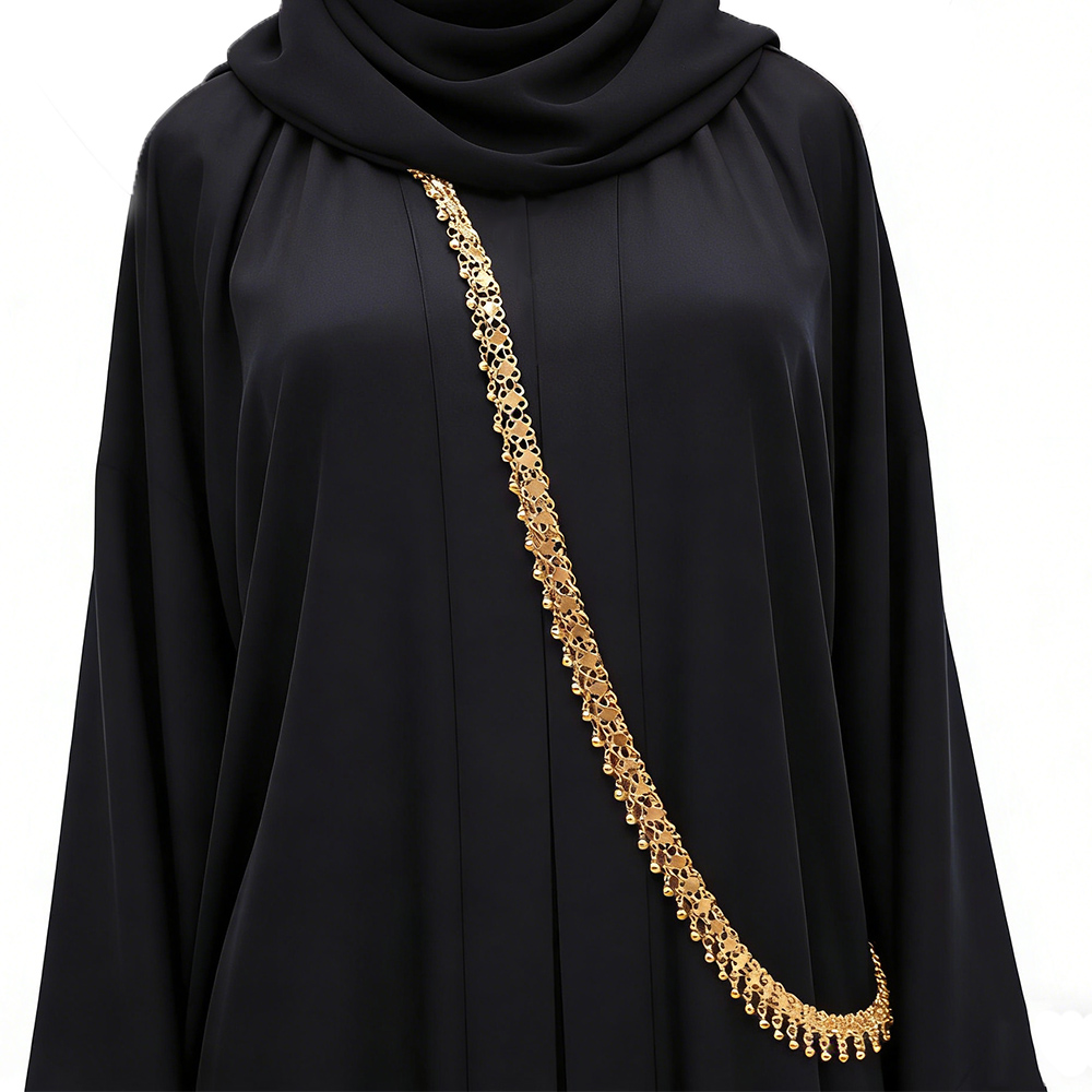 Ethnic Fashion Accessories - Altın Boncuklu Püsküllü Omuz Zinciri Vücut