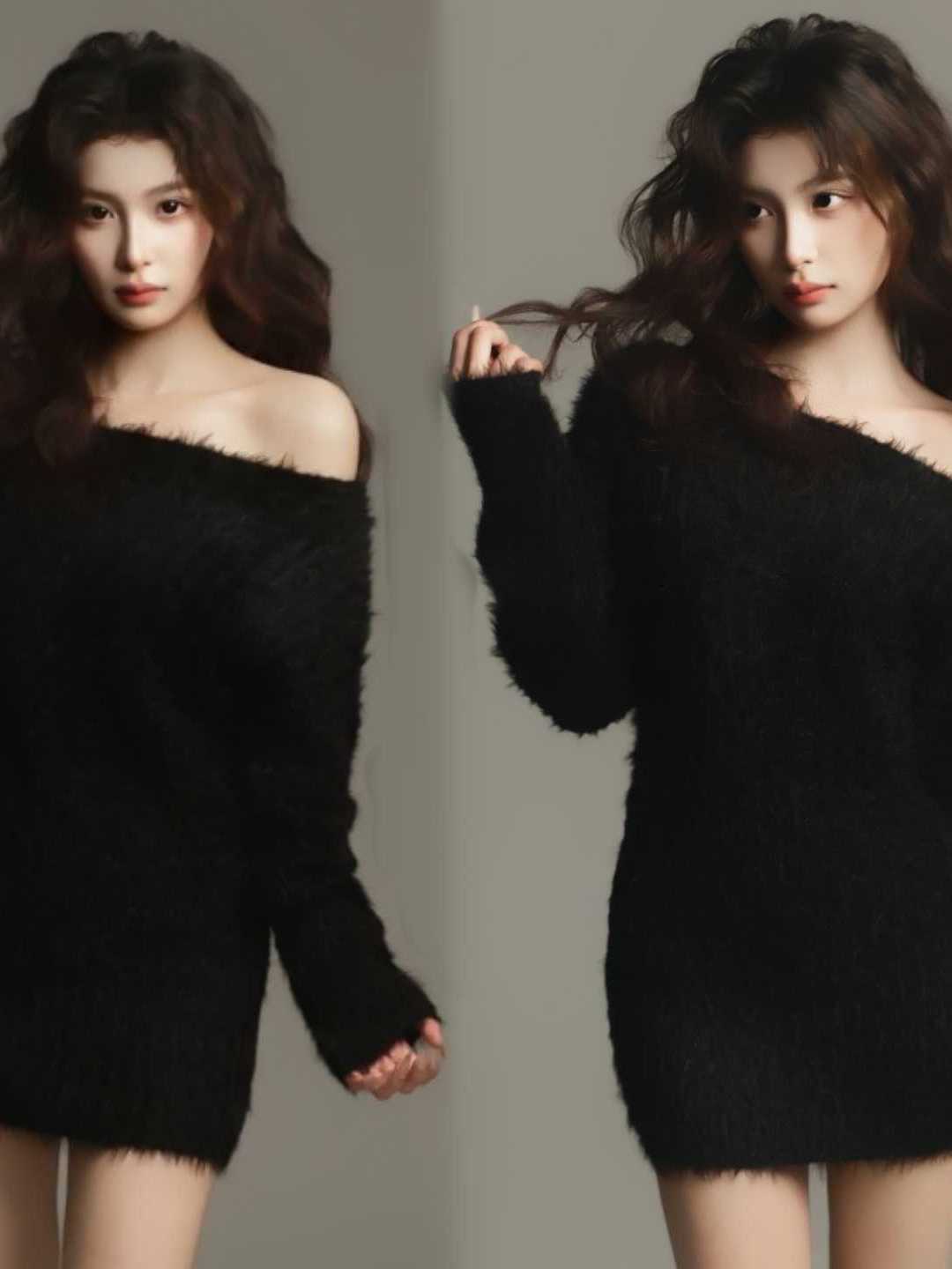Ethnic Fashion Studio - Siyah Portre Fotoğrafçılığı Kıyafeti Tek Omuzlu