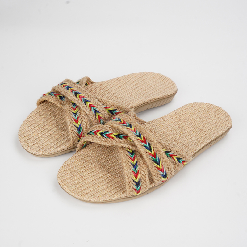 Ethnic Fashion - SHAJI Yazlık Kadın Keten Terlikleri; Kadın