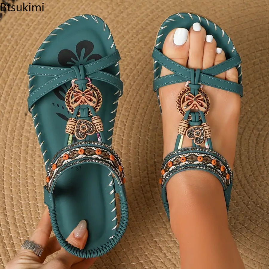 Ethnic Fashion - Kadın Bohemian Sandalet Açık Plaj Elbise