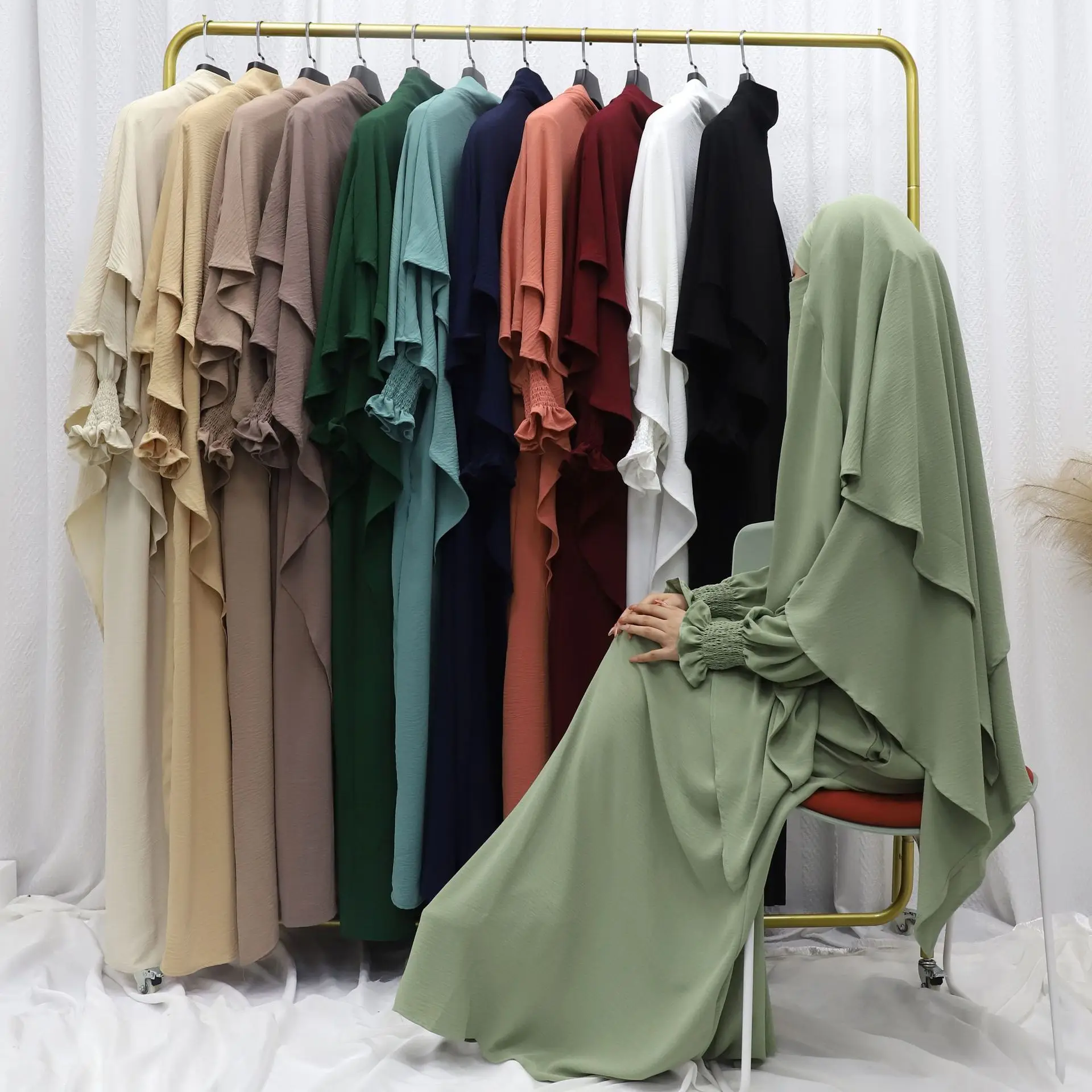 Abaya Modest Wear - Ramazan Mütevazı Müslüman Kadın Elbiseler Başörtüsü