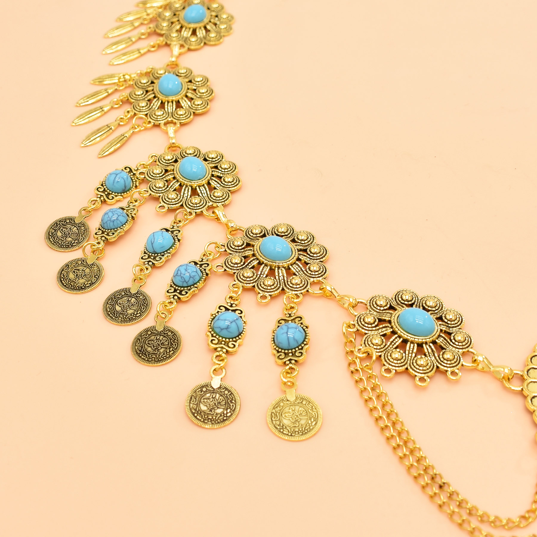 Retro geometrik oyma bel zinci - Ethnic Fashion Accessories incelemesi ve fiyatı